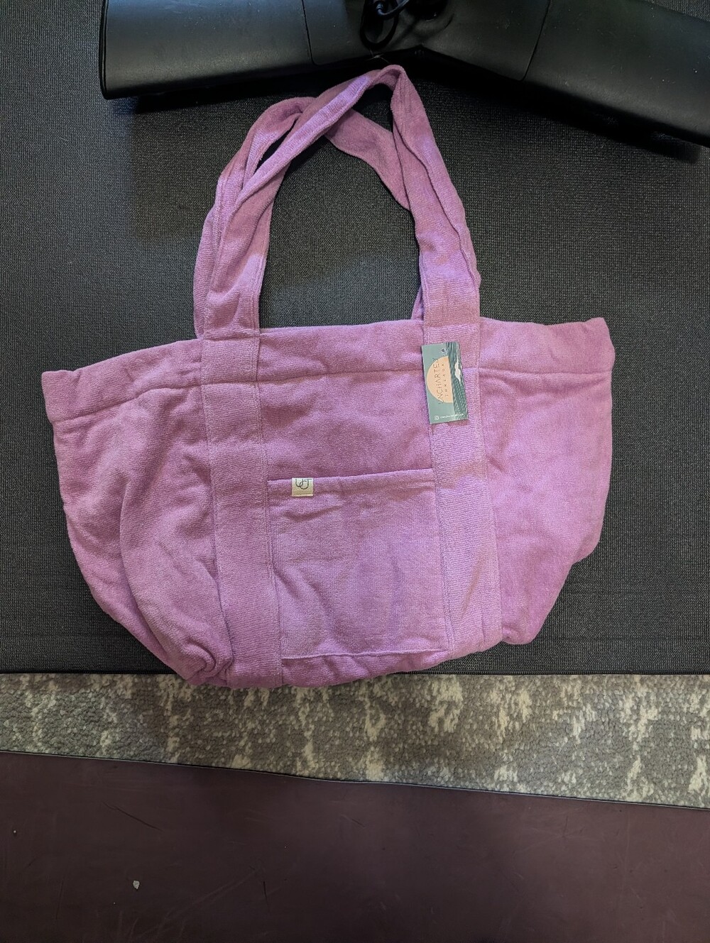Purple terry cloth bag